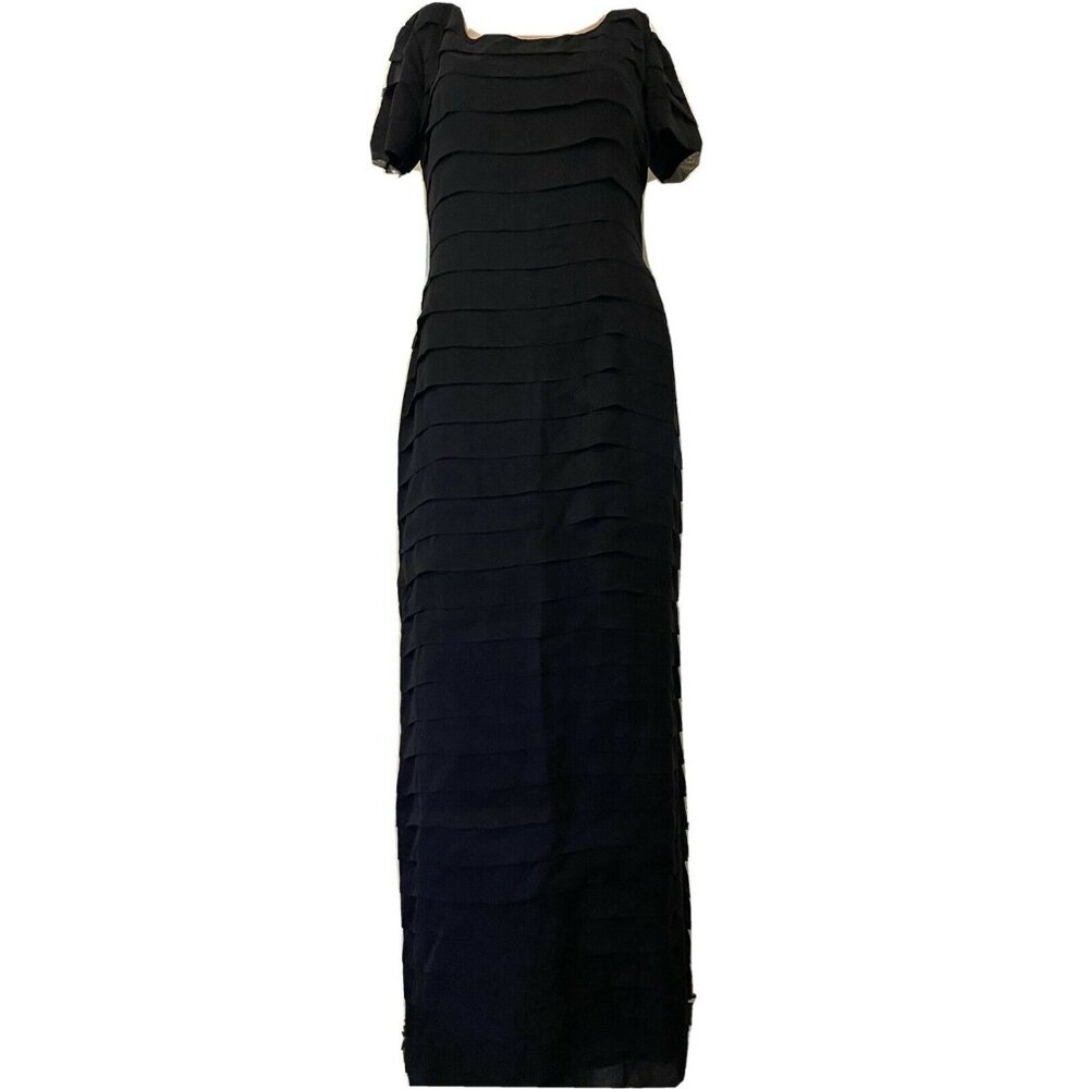 $870 VTG Bespoke Peggy Jennings 4/6 Silk Long Dress Gown Black Party Holiday